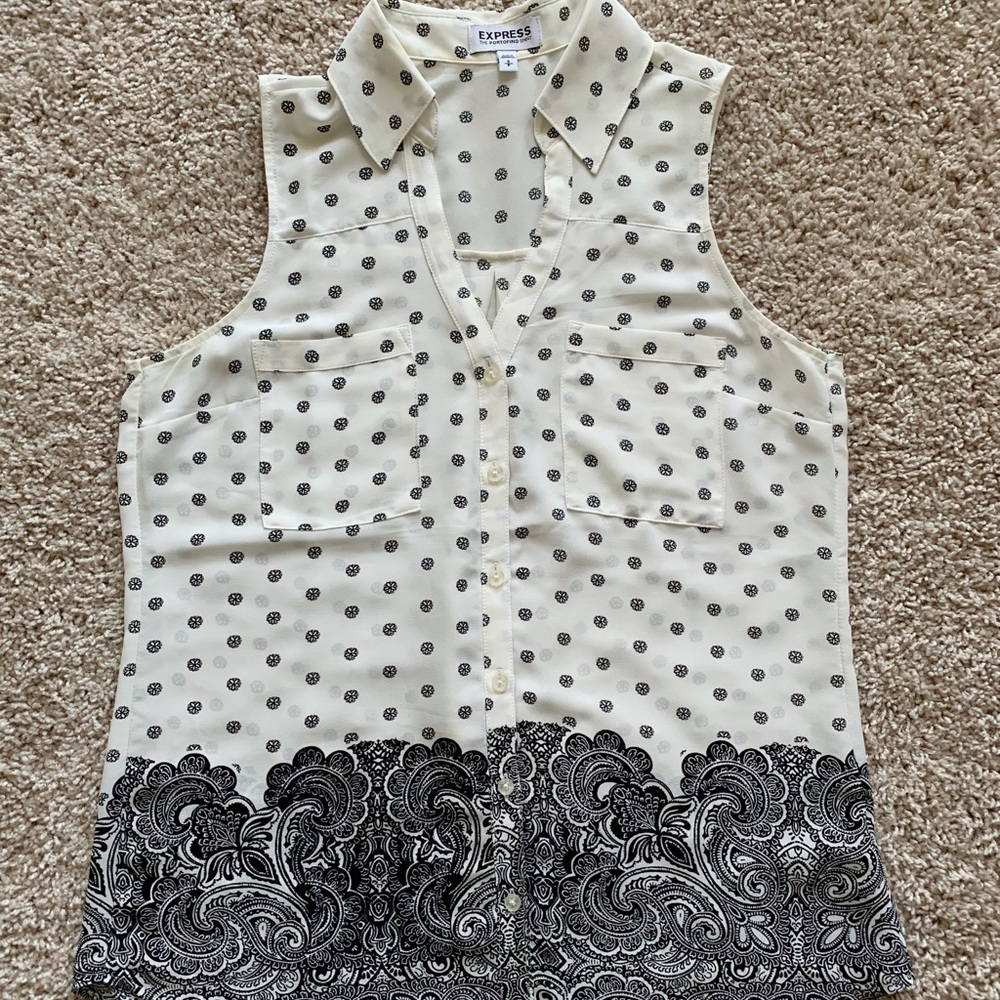 Express Portofino Tank Blouse Paisley Print Size S